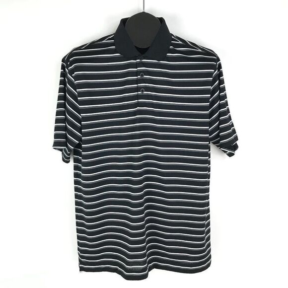 Nike Golf Polo Shirt Men's Medium Casual Striped Short Sleeve 100% Polyester - Picture 1 of 10